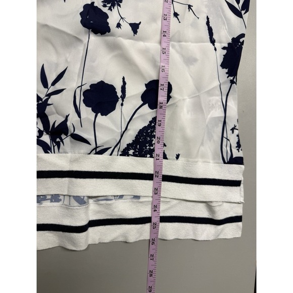 Ted Baker Miha Bluebell Floral Ribbed Trim Top. White. Sleeveless. Sz 2 - Picture 7 of 14